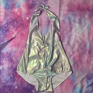 Iridescent Blue Freedom Rave Wear Bodysuit